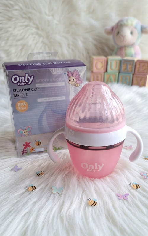 2-in-1 Silicone Sippy Cup & Feeder – Pink 5oz