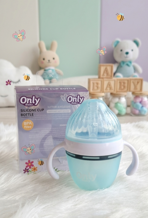 2-in-1 Silicone Sippy Cup & Feeder – Aqua 5oz