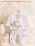 Turkish Romper peach, mittens and headband