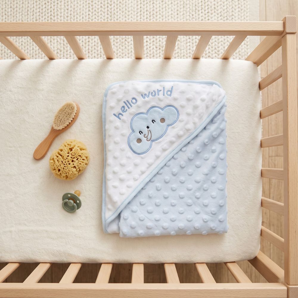 Infant Baby Minky Dot Wrapping Shawl - Blue Cloud