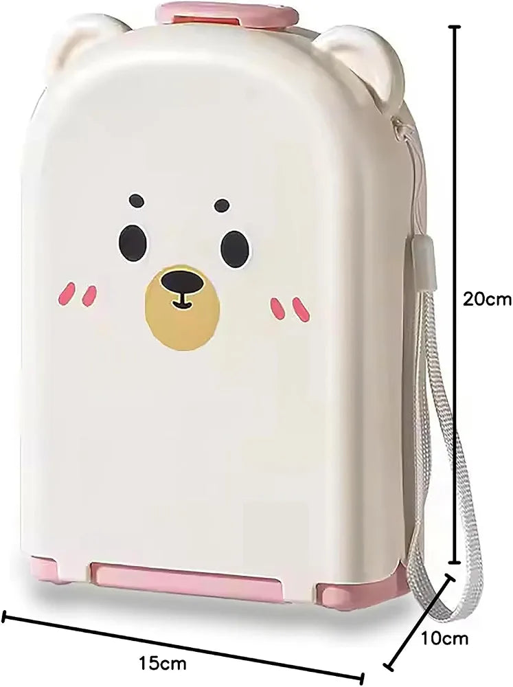 Portable 8-in-1 Baby Bottle Brush Cleaning Set – Pink Bear Box Edition