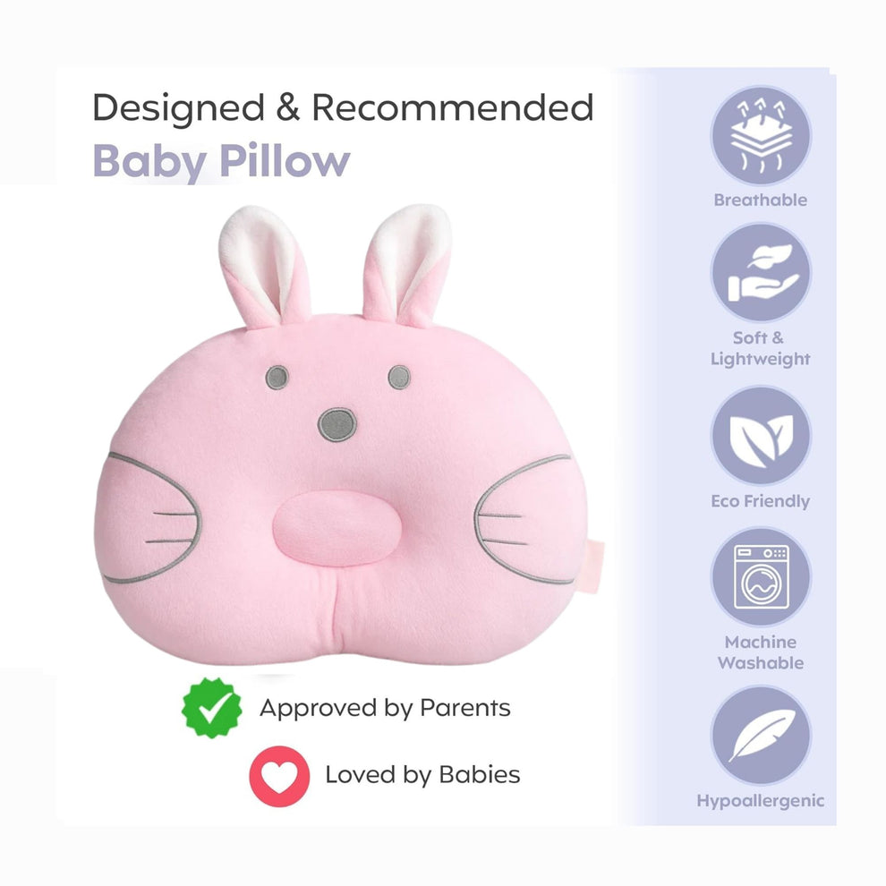 Cute & Comfy Bear Baby Neck Support Pillow - Pink