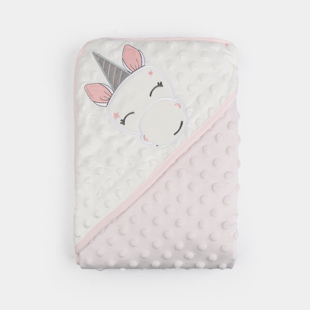 Infant Baby Minky Dot Wrapping Shawl - Pink Unicorn