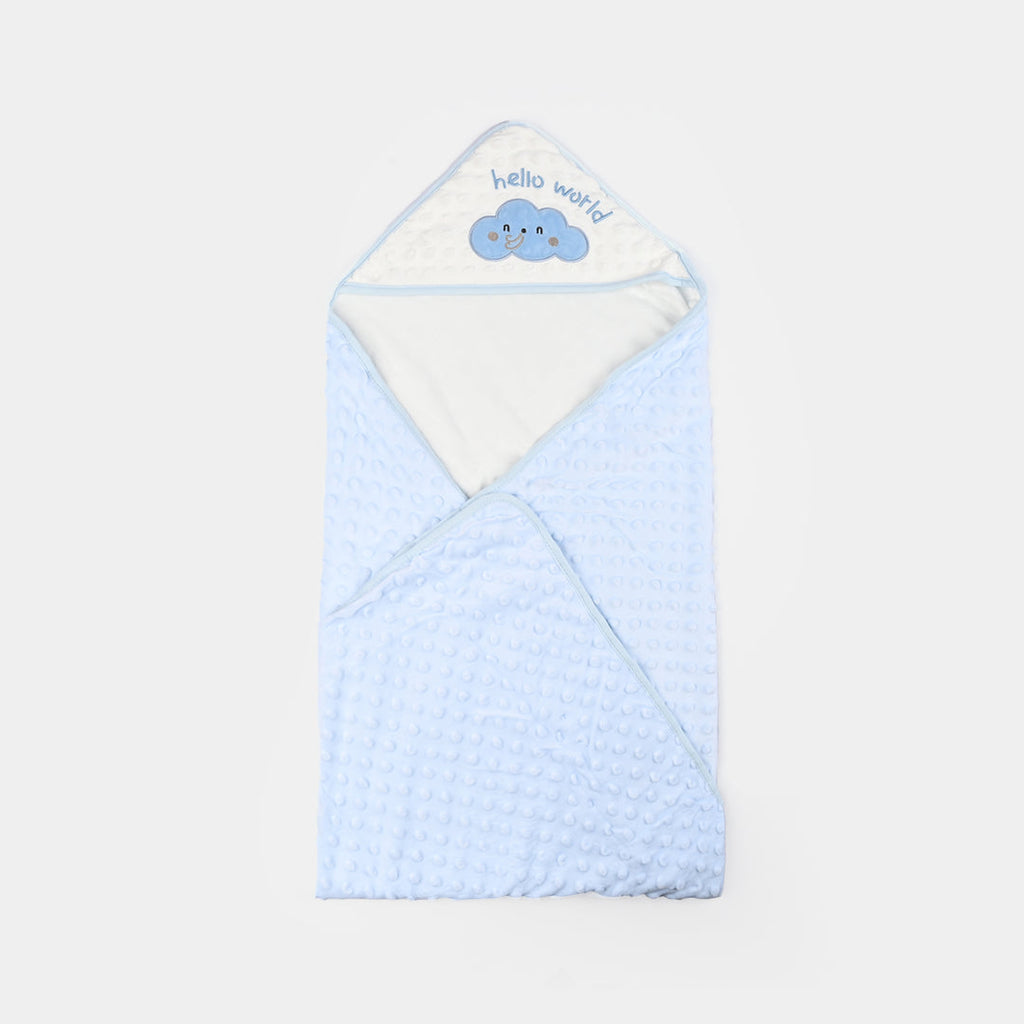 Infant Baby Minky Dot Wrapping Shawl - Blue Cloud
