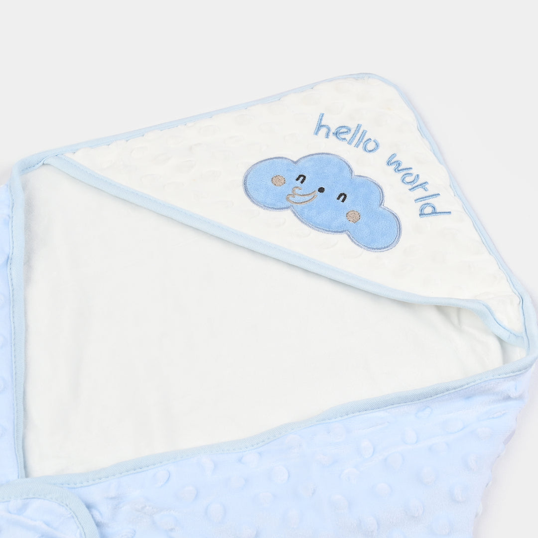 Infant Baby Minky Dot Wrapping Shawl - Blue Cloud