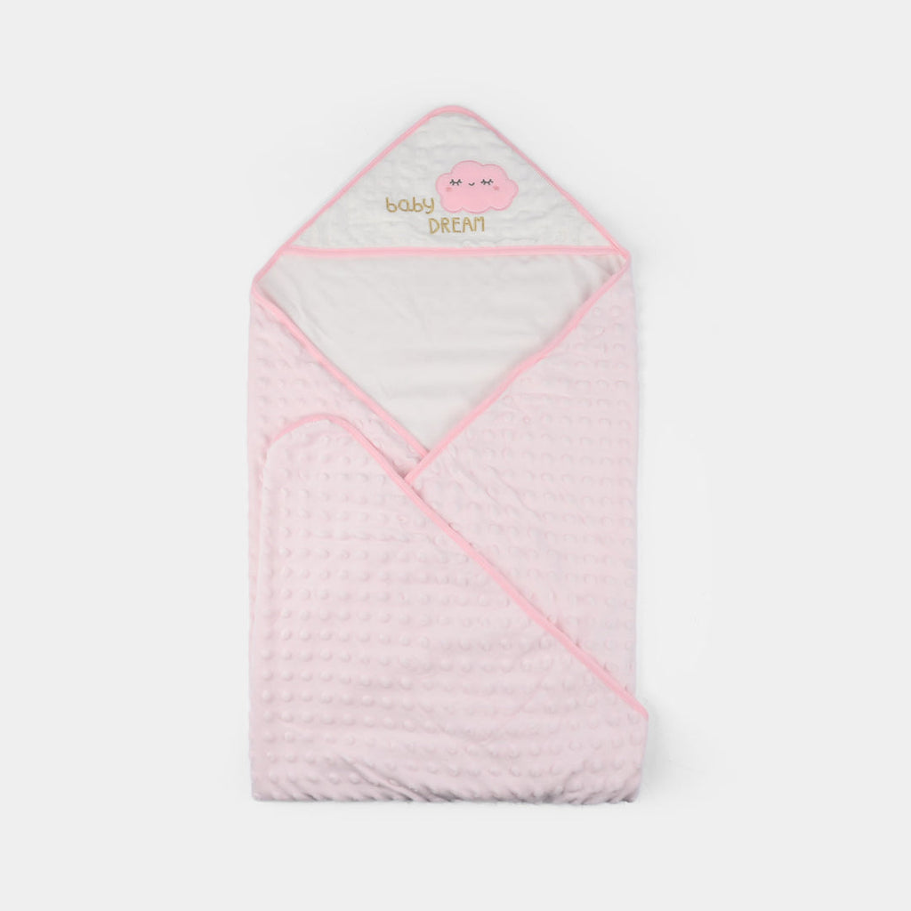 Infant Baby Minky Dot Wrapping Shawl- Pink Cloud