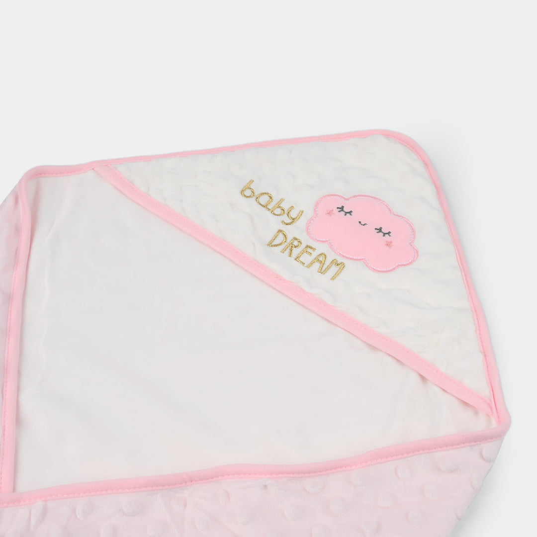 Infant Baby Minky Dot Wrapping Shawl- Pink Cloud