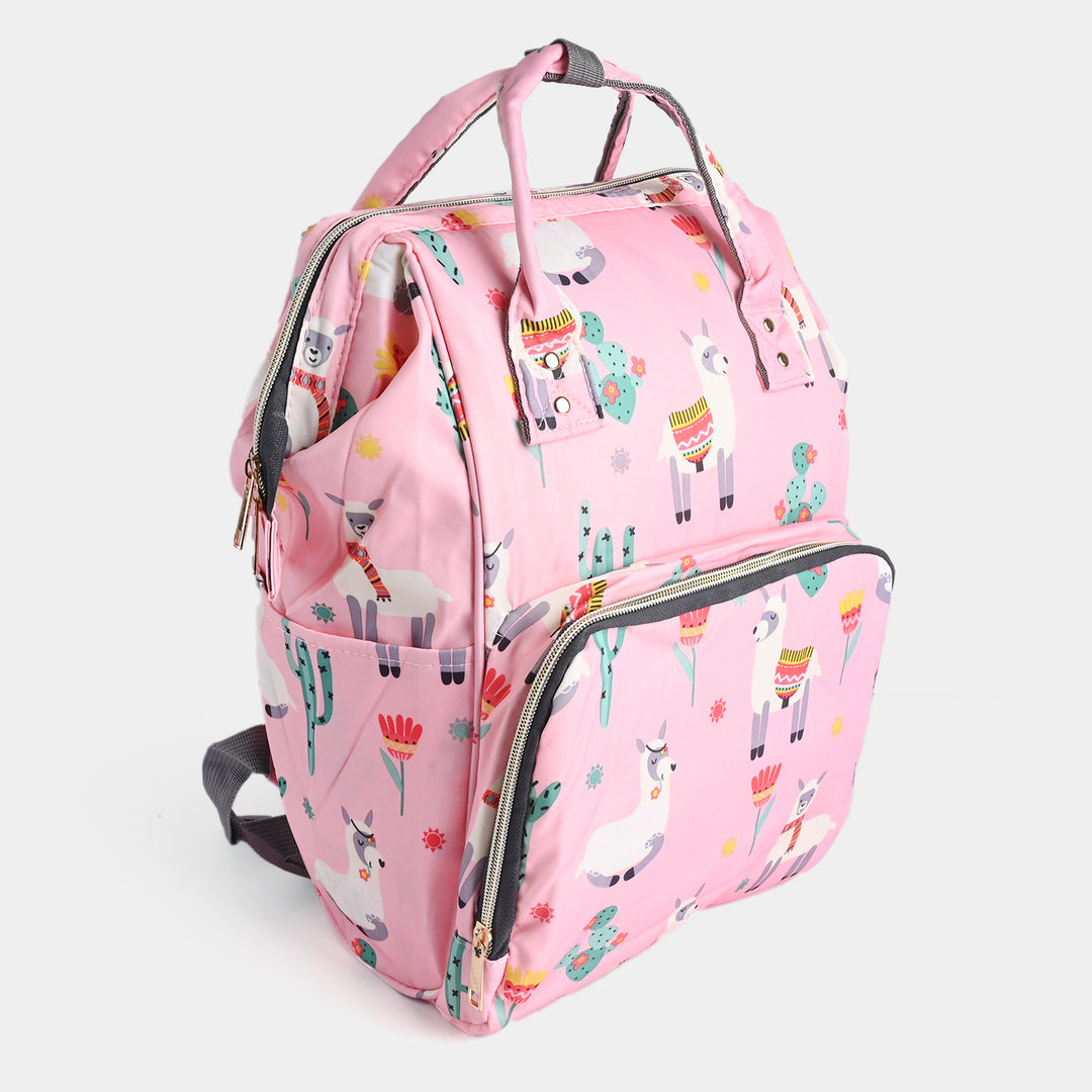 Waterproof Multi Pocket Mommy Bag pack Pink Lama