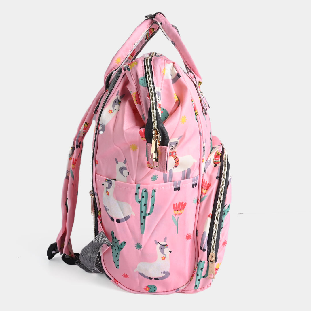 Waterproof Multi Pocket Mommy Bag pack Pink Lama