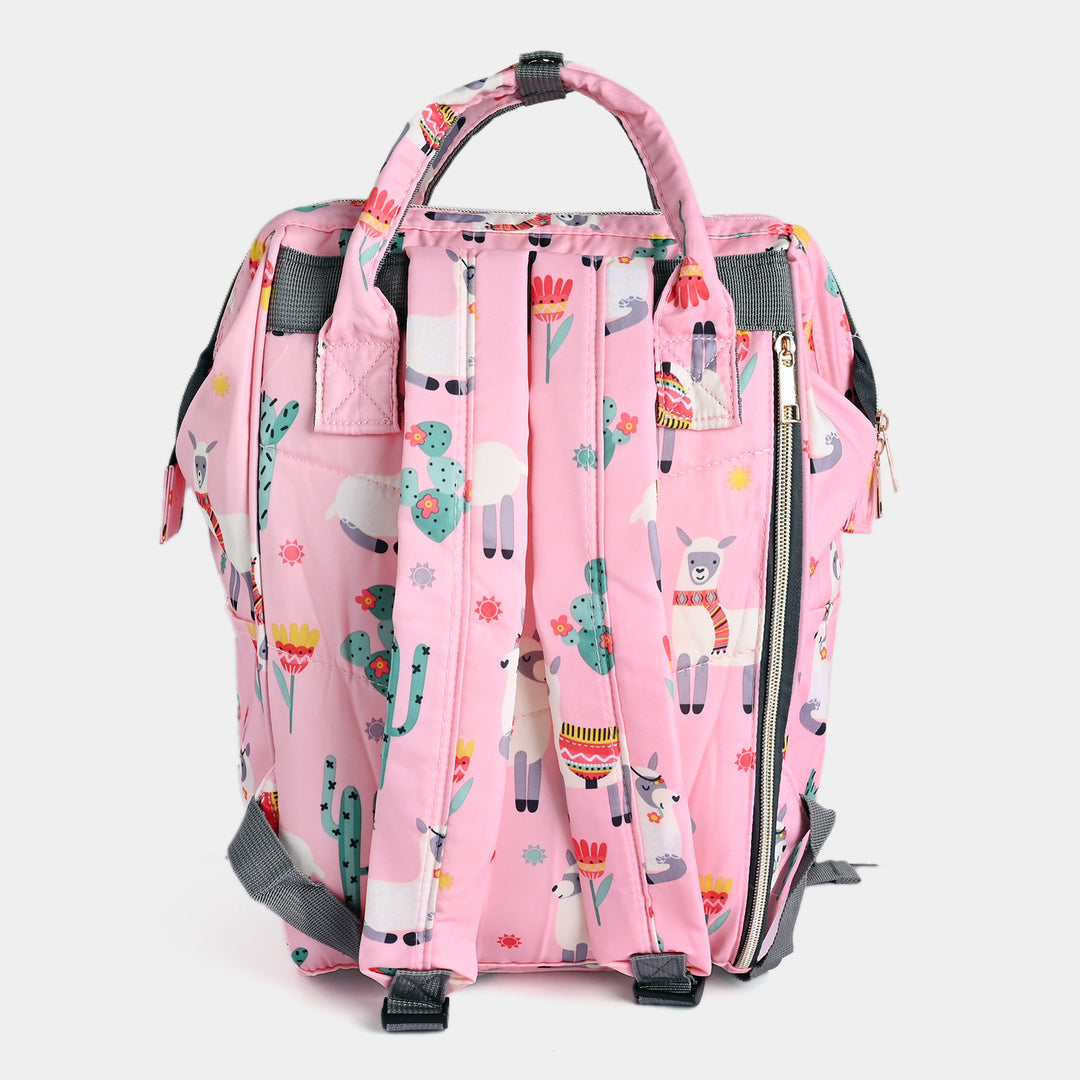 Waterproof Multi Pocket Mommy Bag pack Pink Lama