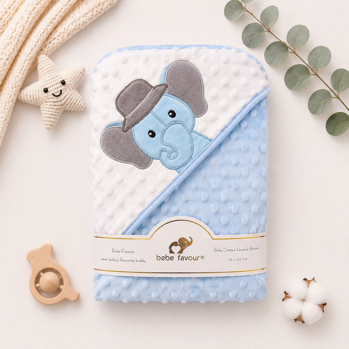Infant Baby Minky Dot Wrapping Shawl- Elephant