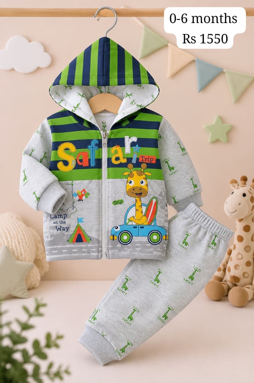 Cozy Safari Puffer Suit Green winter(3 Pcs)