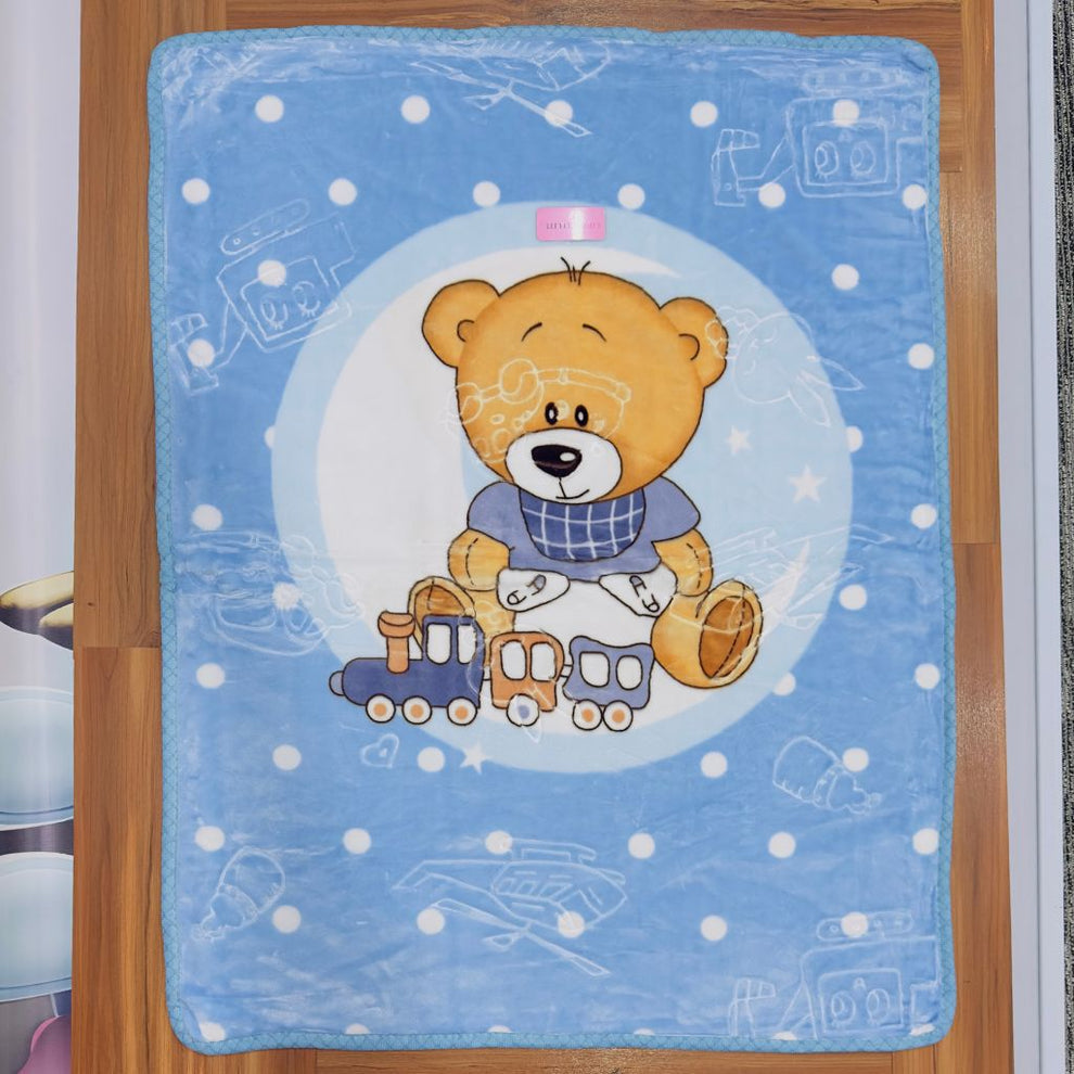 Plush Baby Blanket Large(Teddy bear blue) 50"x40"
