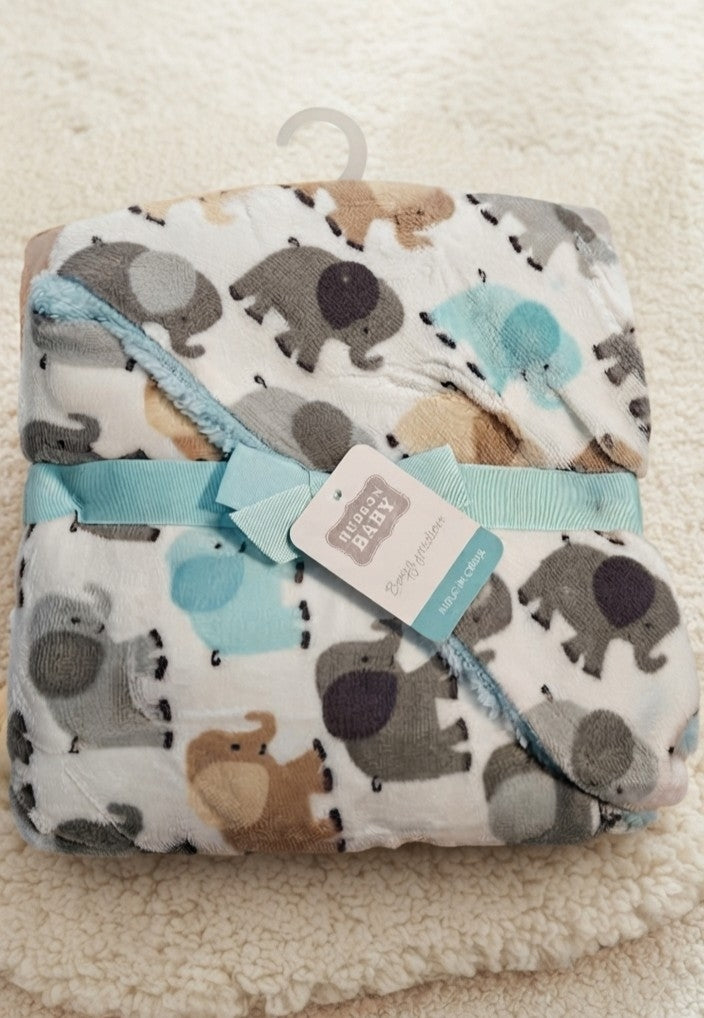 Hudson High Quality Baby Plush Blanket Elephant 36 x30 inches