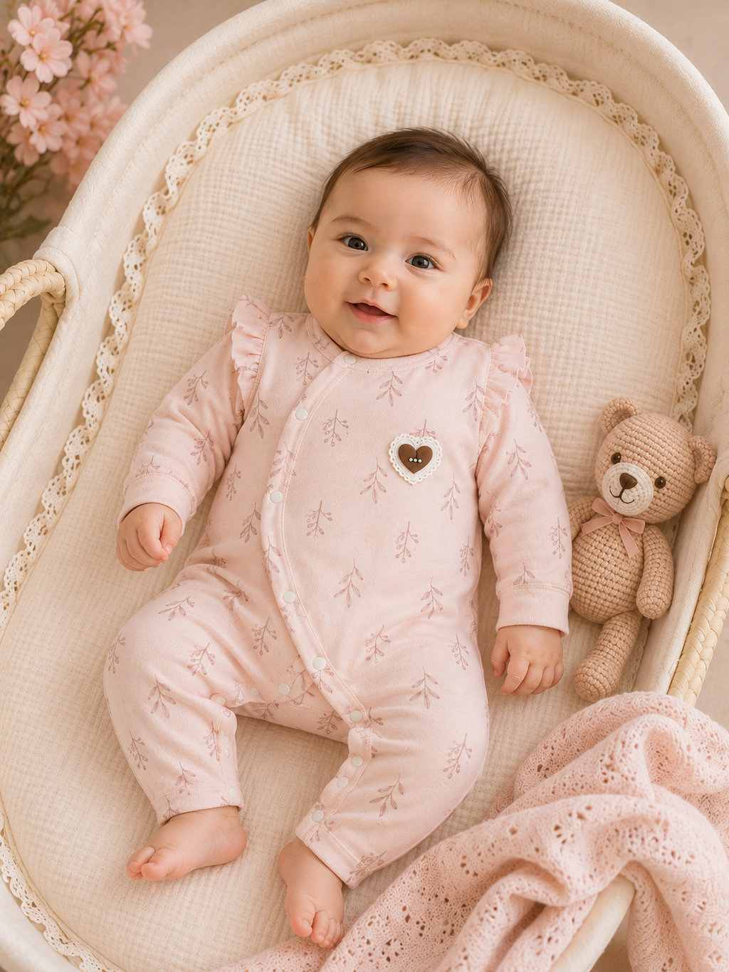 Signature Blush Heart Newborn Romper (0-6 months)