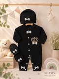 Royal Crown Baby Romper Set – 3 Pcs (6–9 Months)