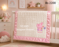 Baby Blanket white and pink bunny embossed