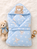 Bear Hooded Baby Quilt Wrap – Sky Blue