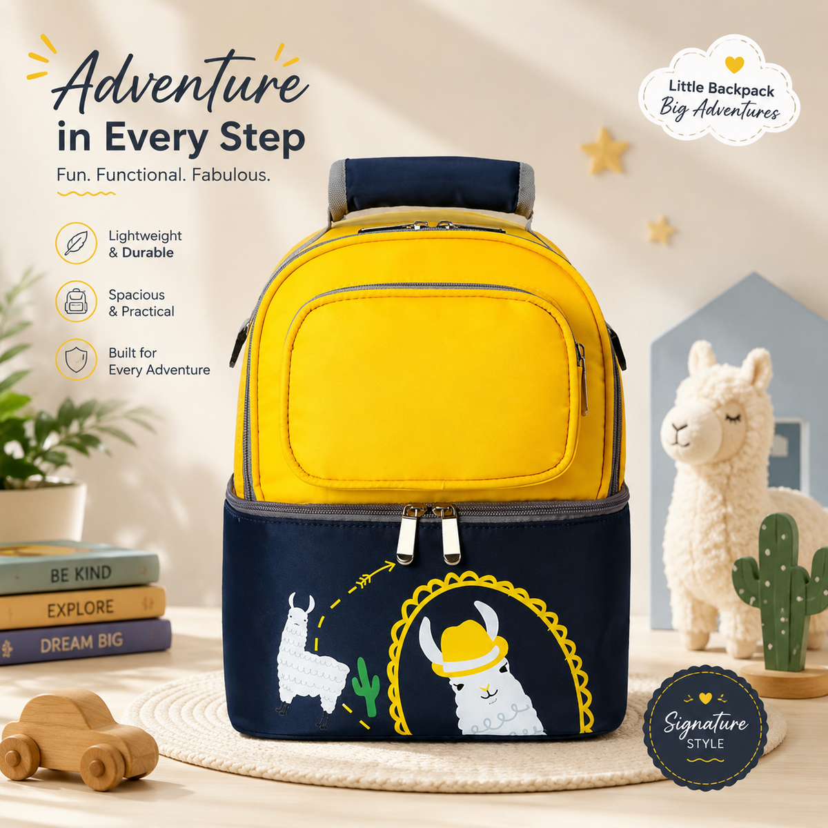 Luxury Waterproof Dual Compartment Baby Diaper Bag Yellow