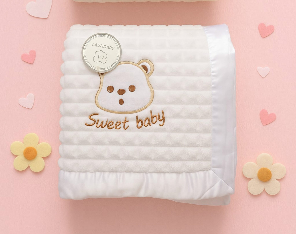 Baby Blanket white bear embossed