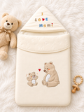 Love Hooded Baby Quilt Wrap – Off-white