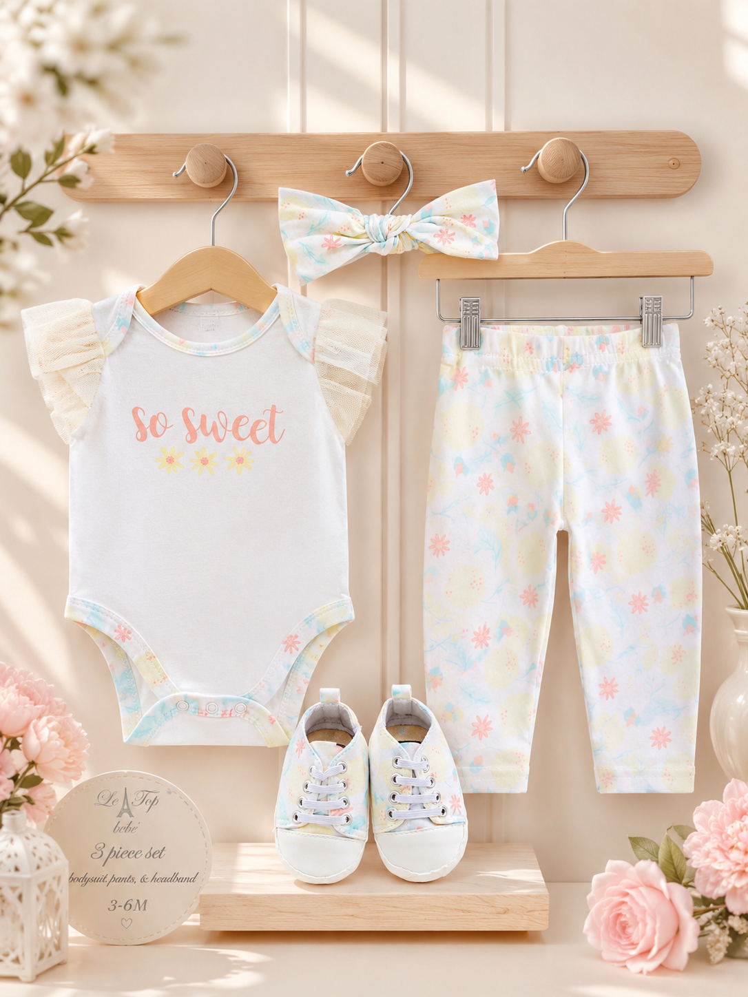 4 pcs white sweet set with shoes and headband (4pcs)