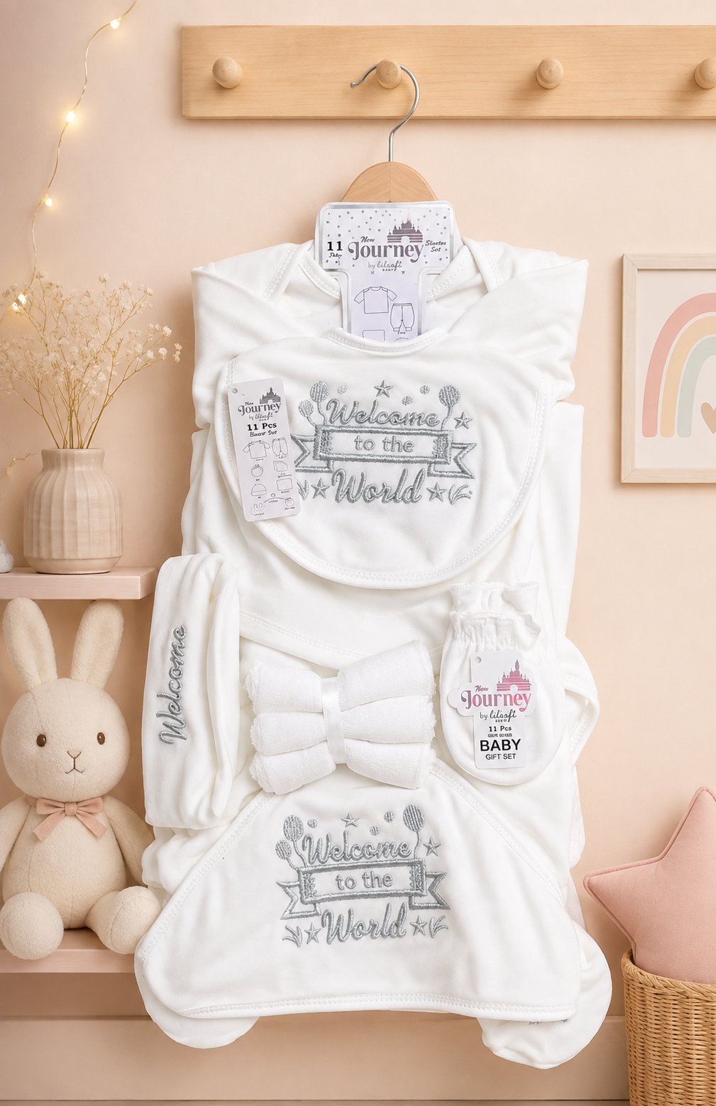 Velvet White Welcome Starter Set (Silver embroidery)