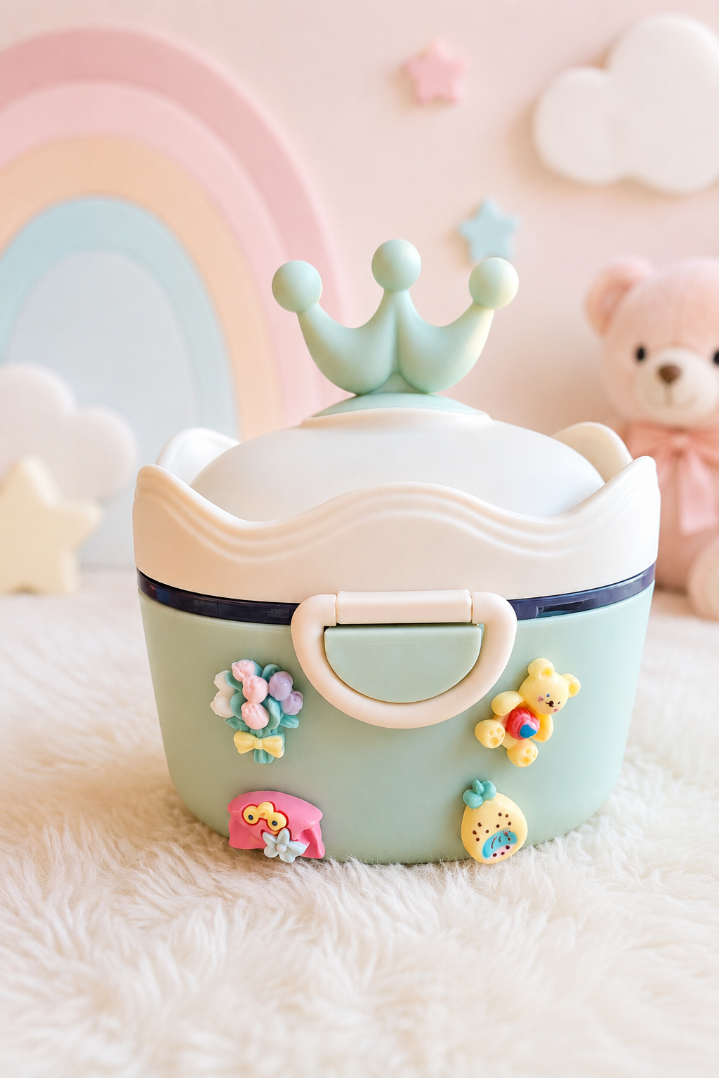 Crown Baby Milk & Food Storage Container (Green)