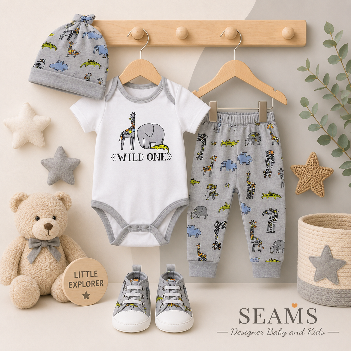 4 pcs Grey Jungle set with shoes and cap (4pcs)
