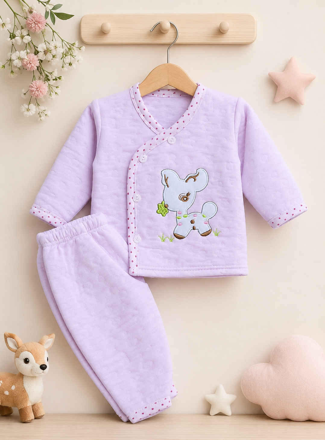 Winter Bambi 2pcs quilted suit (0-3 months)