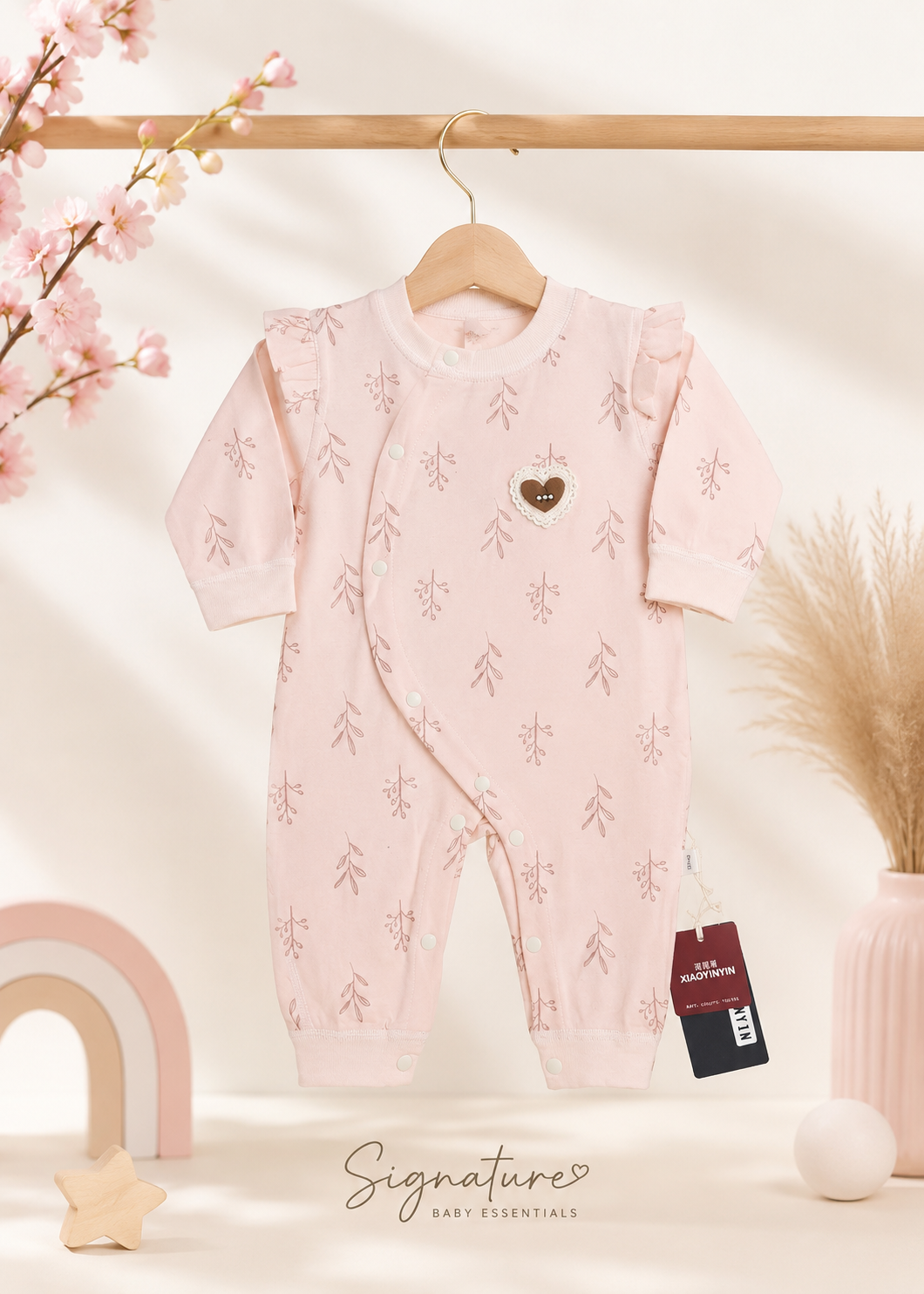 Signature Blush Heart Newborn Romper (0-6 months)