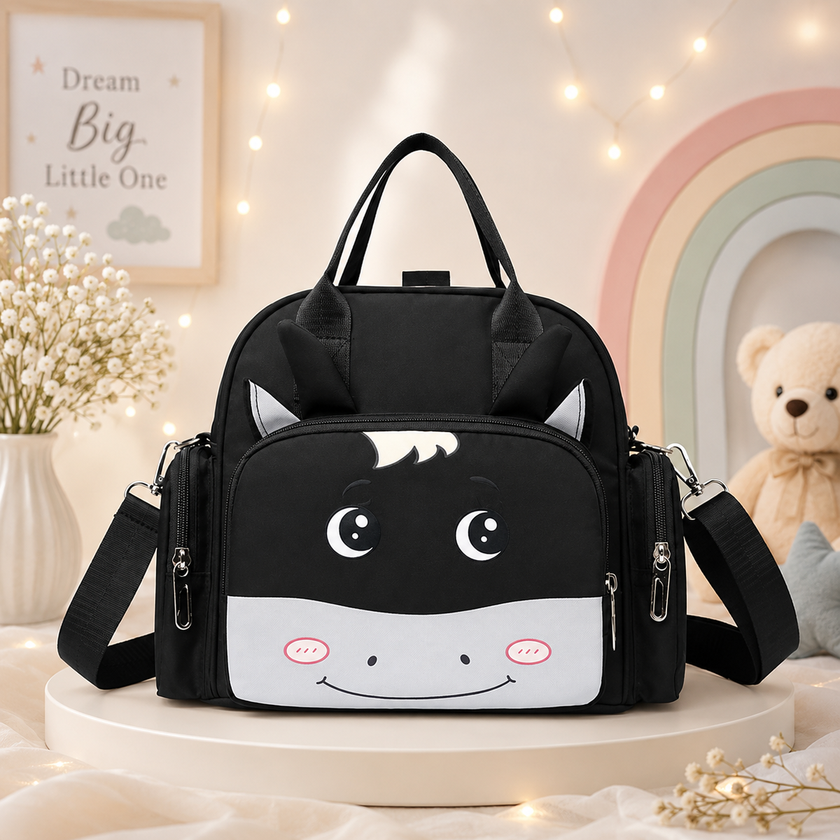 Premium Multi-function Mother Backpack Waterproof Diaper Bag Black