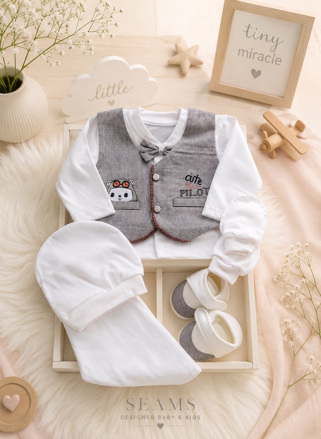 Box set , grey pack of 6, boys (0-3 months)