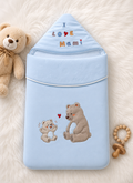 Love Hooded Baby Quilt Wrap – Sky Blue