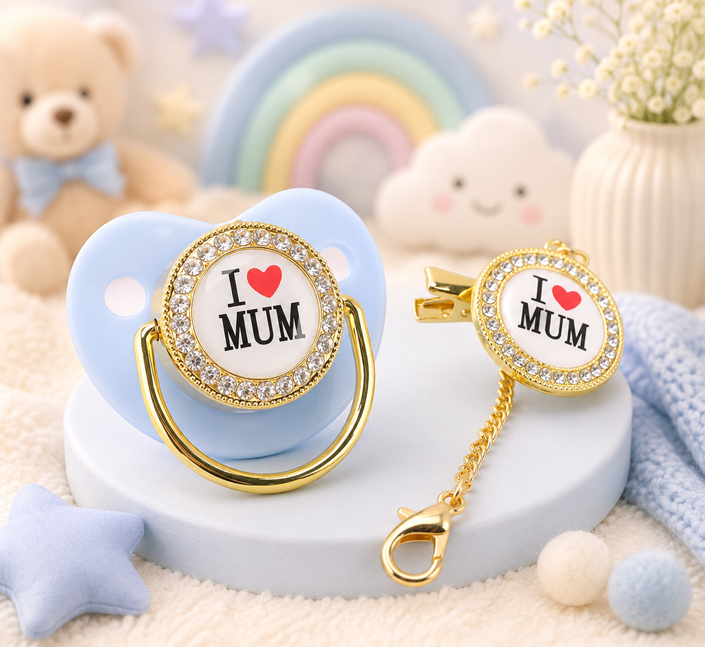 Fancy Pacifier with clip (Blue)
