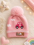 Woolen cap car pom pom (pink)