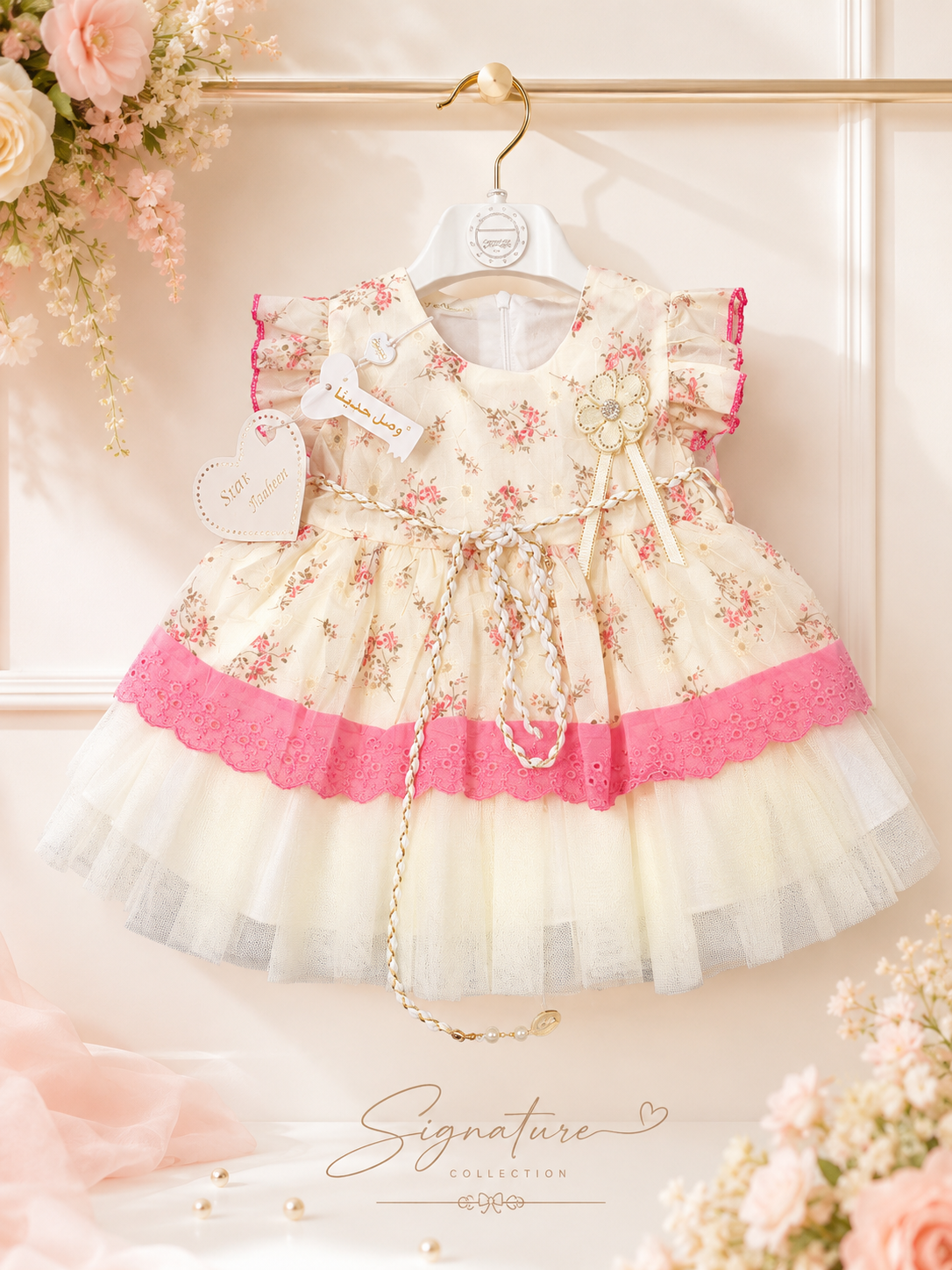 Exclusive chicken kari pink floral frock with leggings (0-24 months)