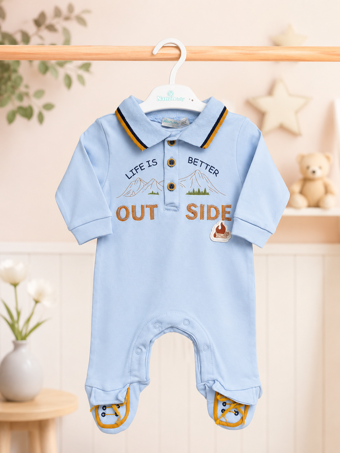 Full Romper Blue collar ( Turkish Romper)