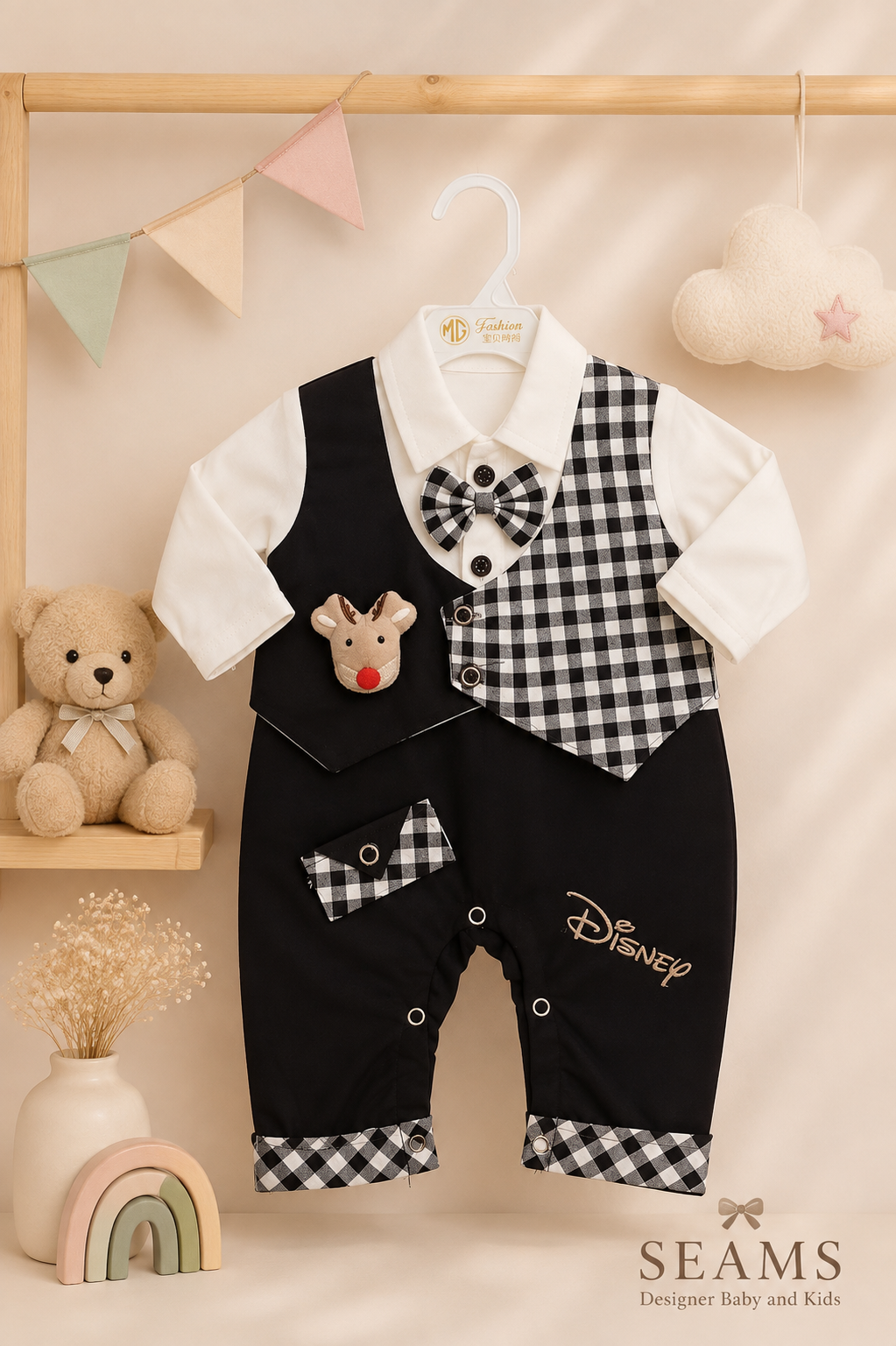 Little Gentleman Formal Romper Black (0–3 Months)