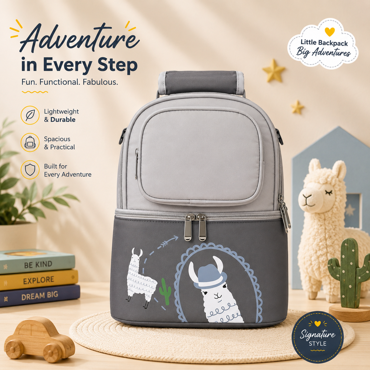 Luxury Waterproof Dual Compartment Baby Diaper Bag Grey