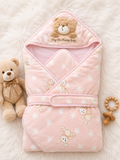 Bear Hooded Baby Quilt Wrap – Baby Pink