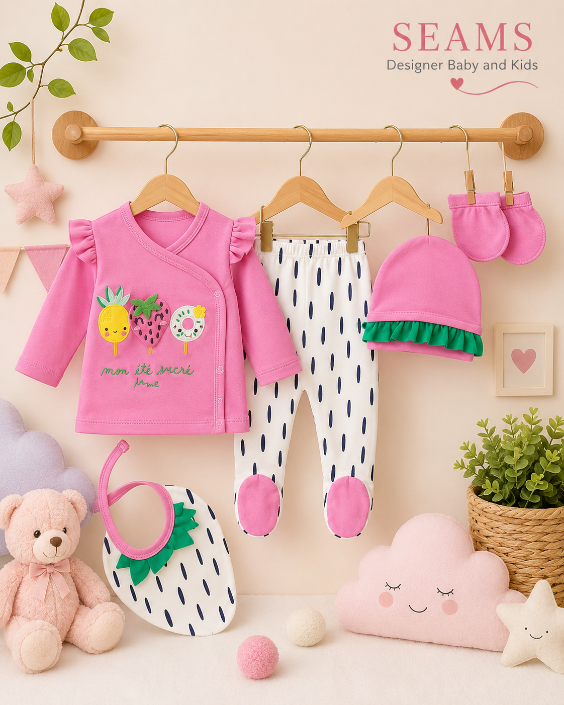 5-Piece set Sweet Berry Baby Cotton Set