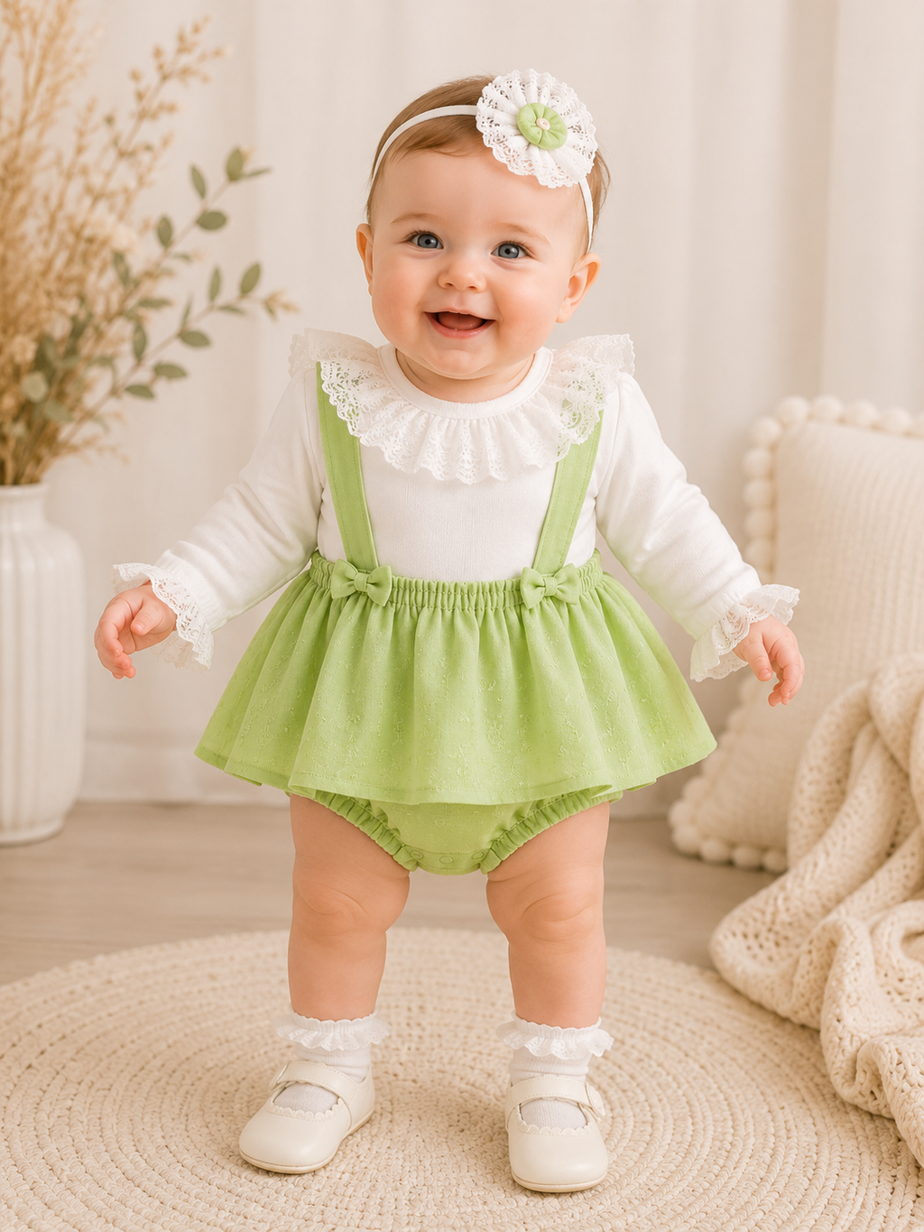 Little bloom british bodysuit set with clip (3-9 months)
