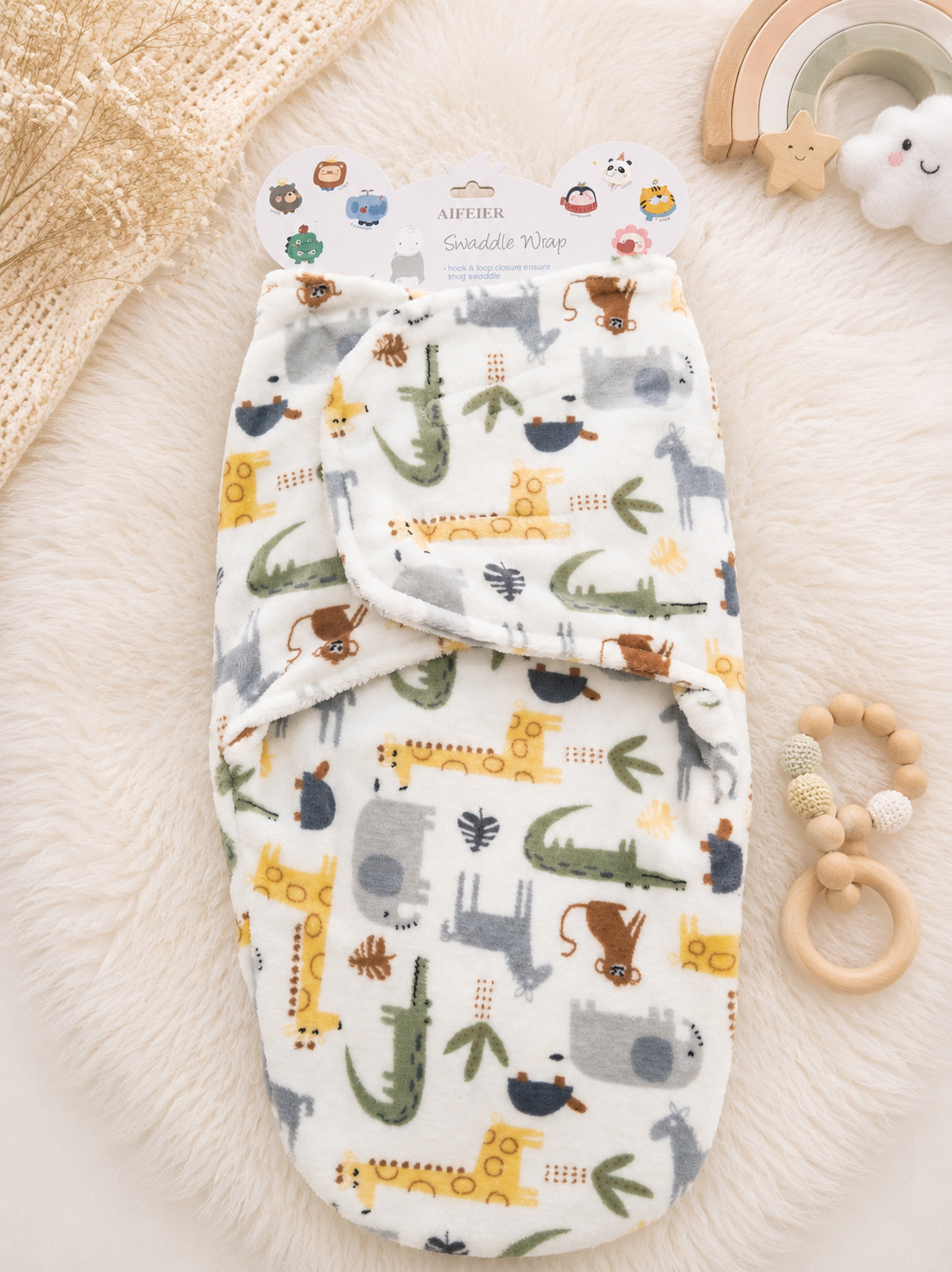 Baby Plush Swaddle Wrap (Animals)