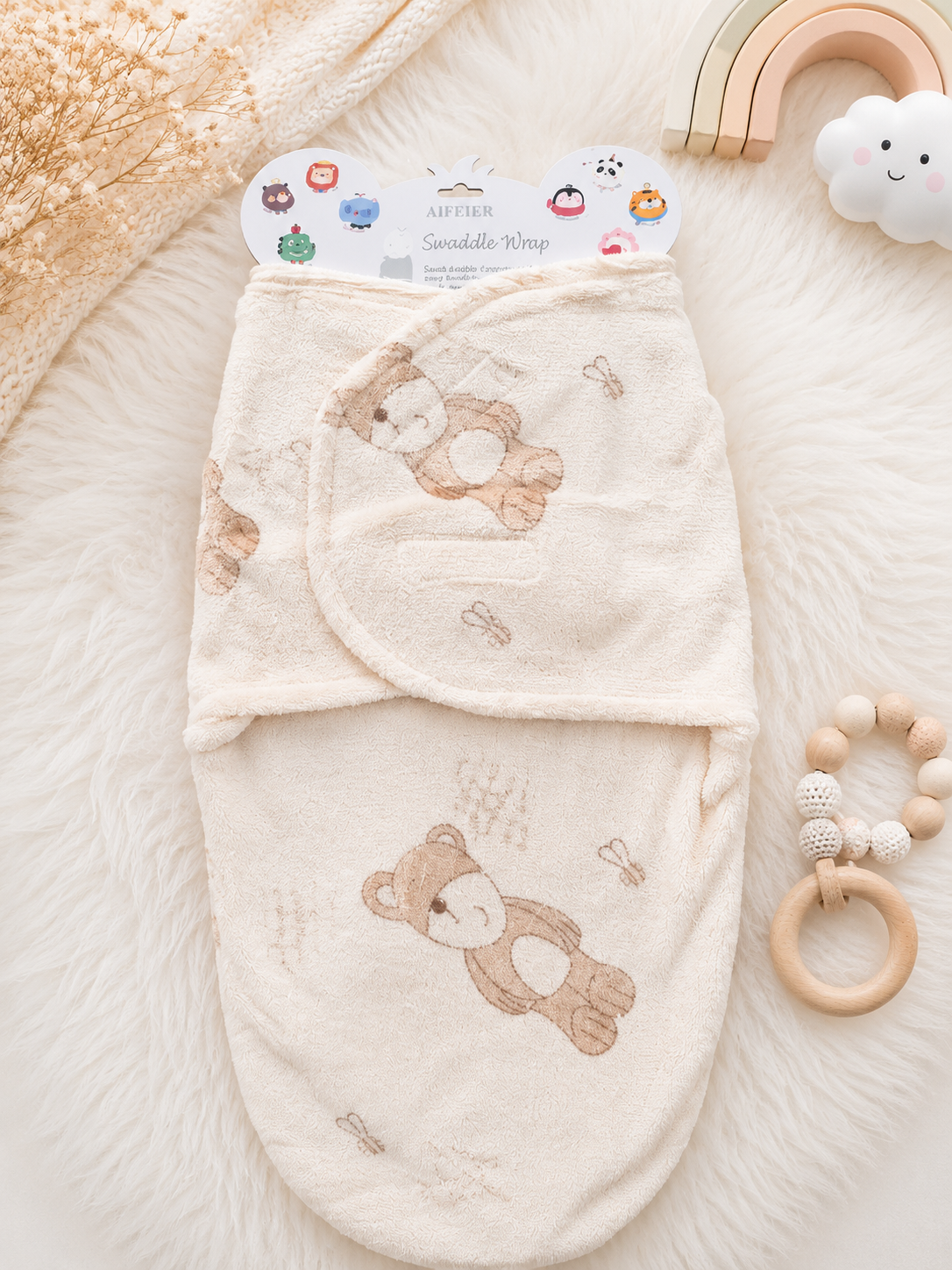 Baby Plush Swaddle Wrap (Teddy)