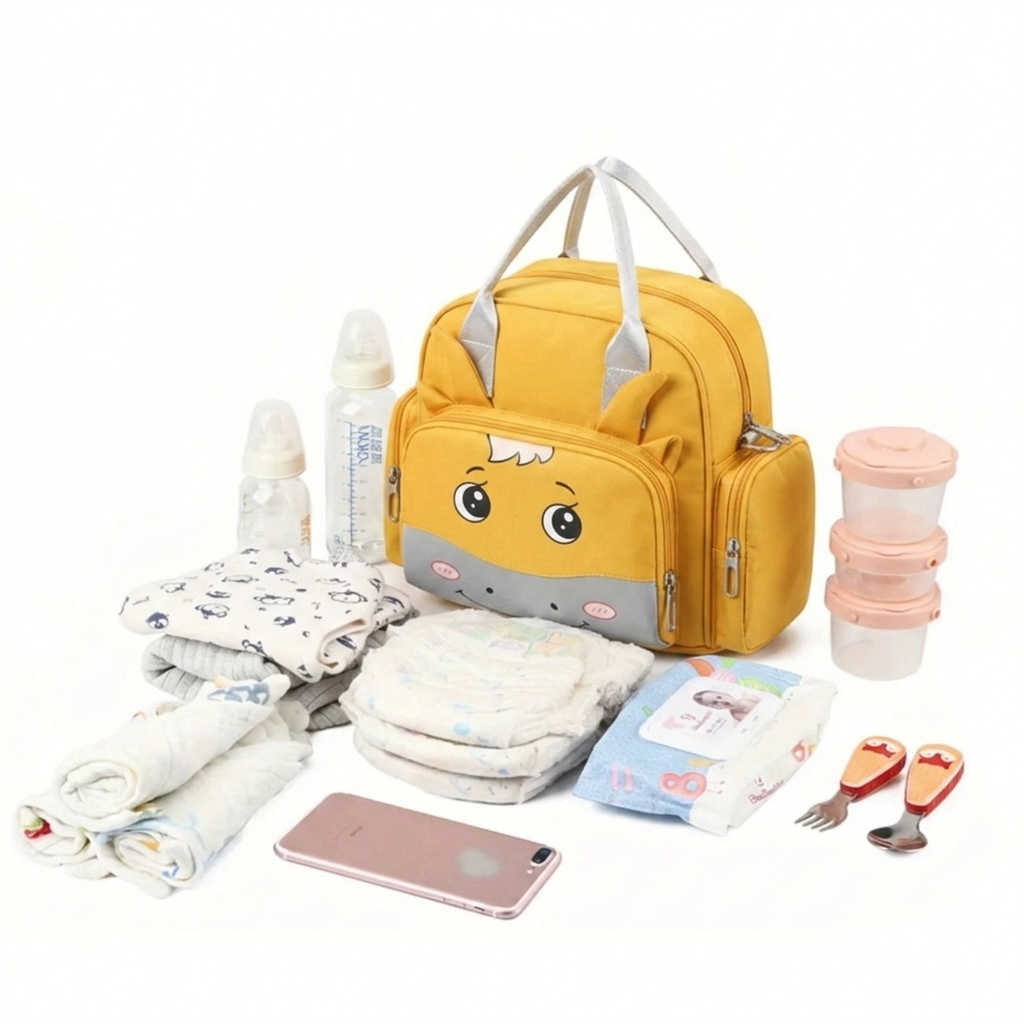Premium Multi-function Mother Backpack Waterproof Diaper Bag Yellow
